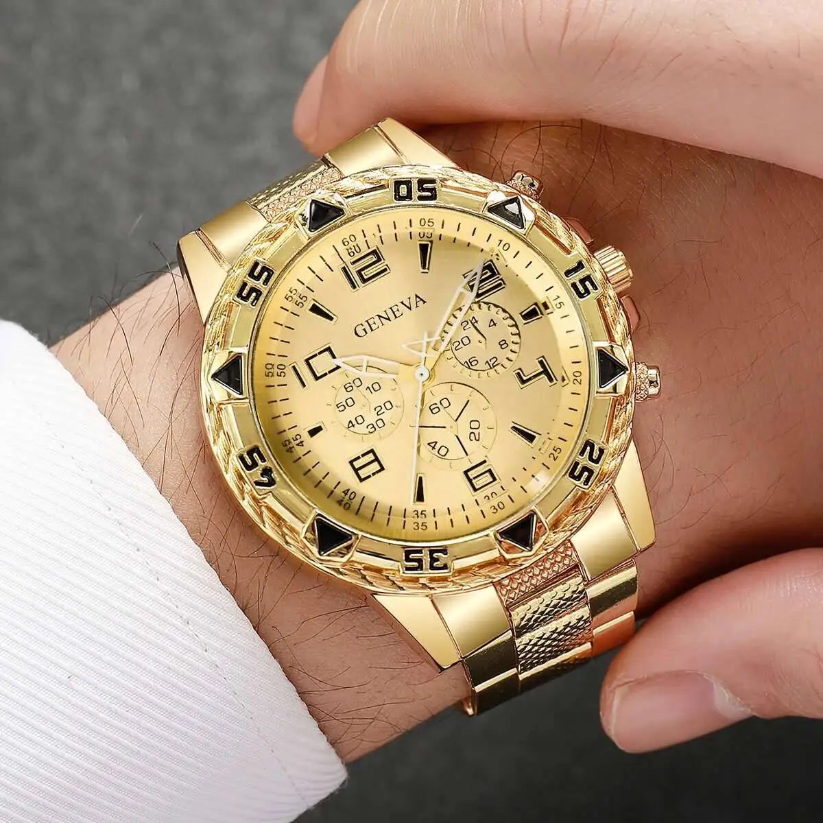 1/4PCS Fashion Business Men Watch Luxury Big Dial Mens Quartz Wristwatches Clock Gift Reloj Hombre（Without Box）