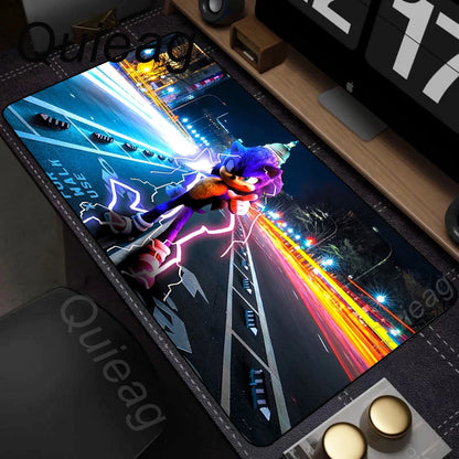 Anime Sonic The Hedgehog egérpad XXL íróasztali szőnyeg Lockrand játék kiegészítőkkel, HD nyomtatású egérpad, játék billentyűzet alátét, párnázott szőnyeg