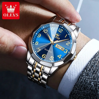 Ceas pentru bărbați OLEVS 9970 – Model elegant cu cadran digital, afișaj pentru dată și zi, rezistent la apă, luminescent, cu mecanism cu cuarț – Ceas de lux original