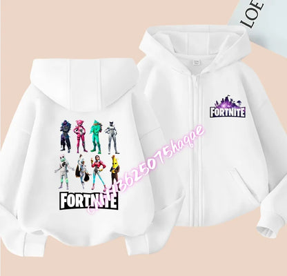 Nová detská mikina Fortnite so zipsom, kreslený anime štýl, ležérna a priedušná mikina s kapucňou pre chlapcov, kabát/bunda, jar 2026, detské oblečenie