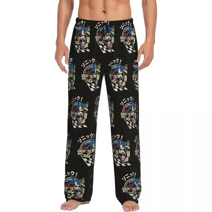 Pantalones de pijama personalizados para hombre con estampado «Soniced», con motivo de erizo, ropa de dormir, pantalones de estar por casa con bolsillos