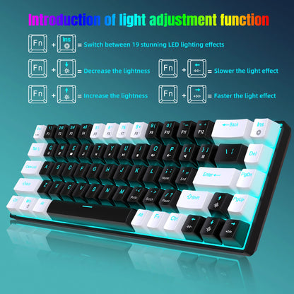 Hot sale HXSJ V800 68 key wired keyboard Hot swappable switch ergonomic ice blue backlight durability gaming mechanical keyboard