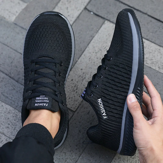 Heren mesh hardloopschoenen, sportieve gymschoenen, lichtgewicht herenschoenen, casual schoenen, modieuze ademende gebreide wandelschoenen, maat 39-46