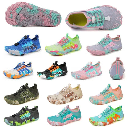 Men's and women's water shoes, upstream wading swimming barefoot five-finger aqua shoes, colorful beach seaside light unisex sneakers new