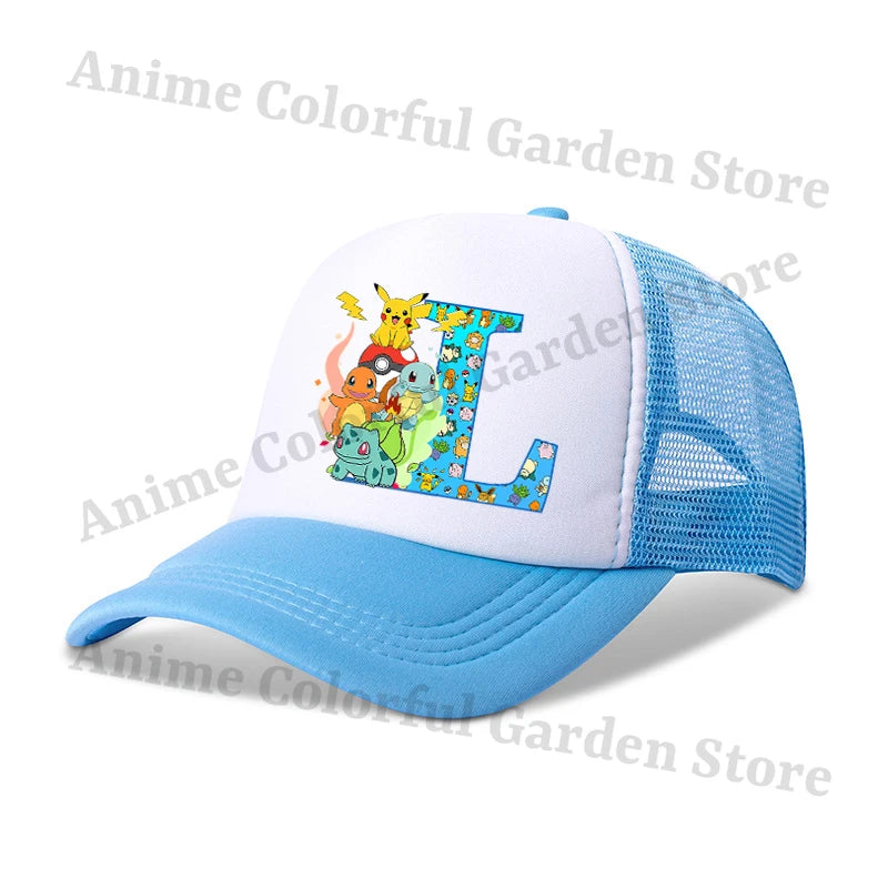 Anime Pokemons Parent-child Baseball Cap Pikachu Cartoon Letter Printed Flat Caps Men Women Kids Summer Breathable Hip Hop Hats