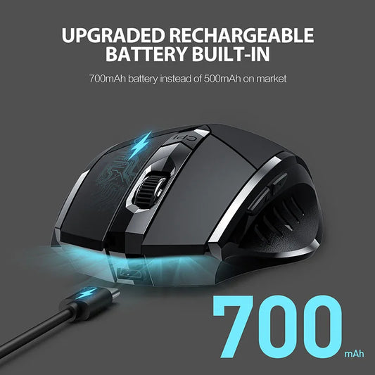 INPHIC PM6BS, 3 Modes Bluetooth 5.0&4.0 Wireless 2.4G Rechargeable Wireless Mouse with 6 Buttons, Ergonomic for Laptop, Mac, PC