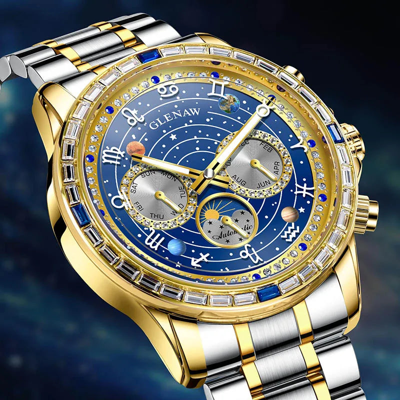 Glenaw high-end business fully automatic mechanical multifunctional men's watch fashionable waterproof luminous watch