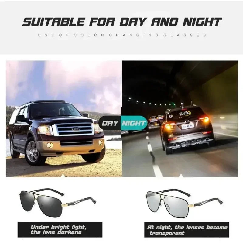 1PC Top Aluminum Magnesium Square Polarized  Photochromic Sunglasses Men Sun Glasses Safety Driving Oculos De Sol Masculino