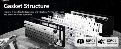 ATTACK SHARK X820 Ultra Gasket Mechanical Keyboard with TFT Screen & Knob, 75% ANSI Layout, Tri-mode, 5 Sound Absorbing Foams
