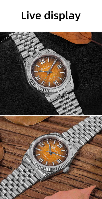 ADDIESDIVE 48mm Diver Watch Fashion Gradient Color Rotatable Bezel Quartz Watches Luminous 200m Waterproof Stainless Men's Watch