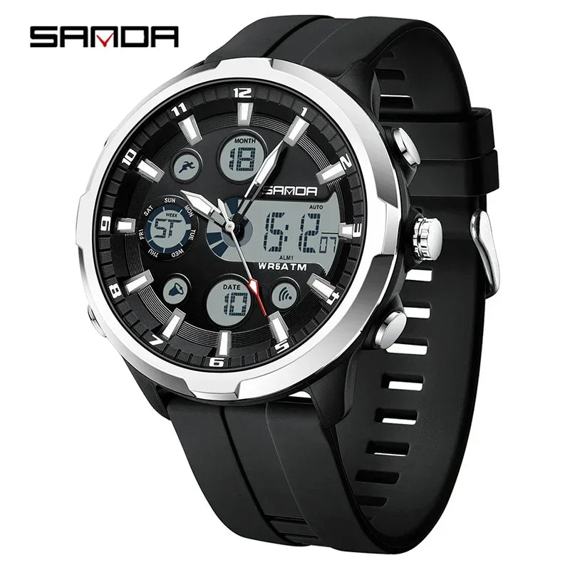 SANDA 9053 G Sportieve militaire herenhorloges Luxe digitaal horloge 50 m waterdicht quartz-polshorloge voor mannen Relogios Masculino