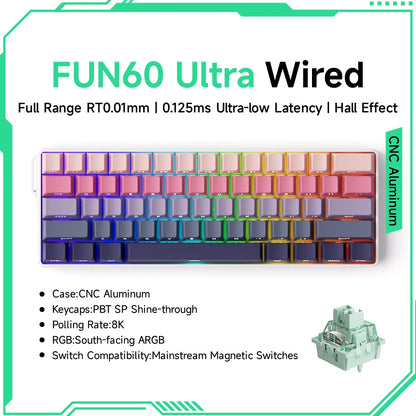 Akko MonsGeek FUN60 Magnetic Switch Mechanical Keyboard 60% Gaming Keyboard with Rapid Trigger 0.01mm, 8K Polling Rate, ARGB, Custom Mechanical Keyboard