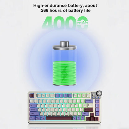 AULA AU75 Esports Gaming Mechanical Keyboard Three Mode 81 Keys PBT Keycap Hot Swappable RGB PC Desktop Typing Wireless Keyboard