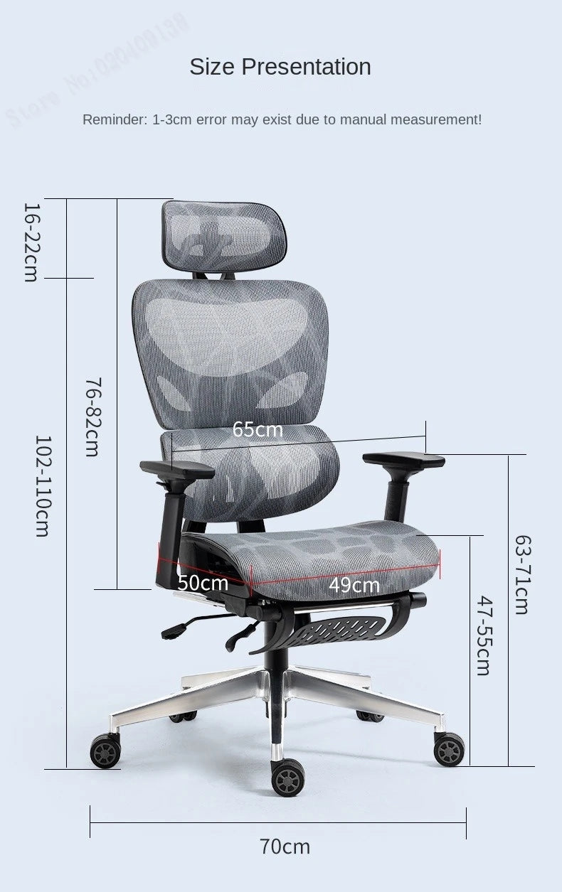 E07 Pro Ergonomic Office Chair Gaming Chair with Footrest, Adjustable Lumbar Support, Reclining Backrest, Comfortable Executive Desk Chair