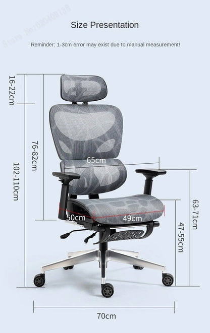 E07 Pro Ergonomic Office Chair Gaming Chair with Footrest, Adjustable Lumbar Support, Reclining Backrest, Comfortable Executive Desk Chair