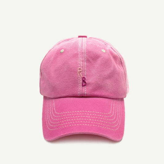 Casual Monogram Cotton Baseball Cap for Men and Women Hand-Dyed Soft Fabric Dad Hat with Hand-Embroidered Letters
