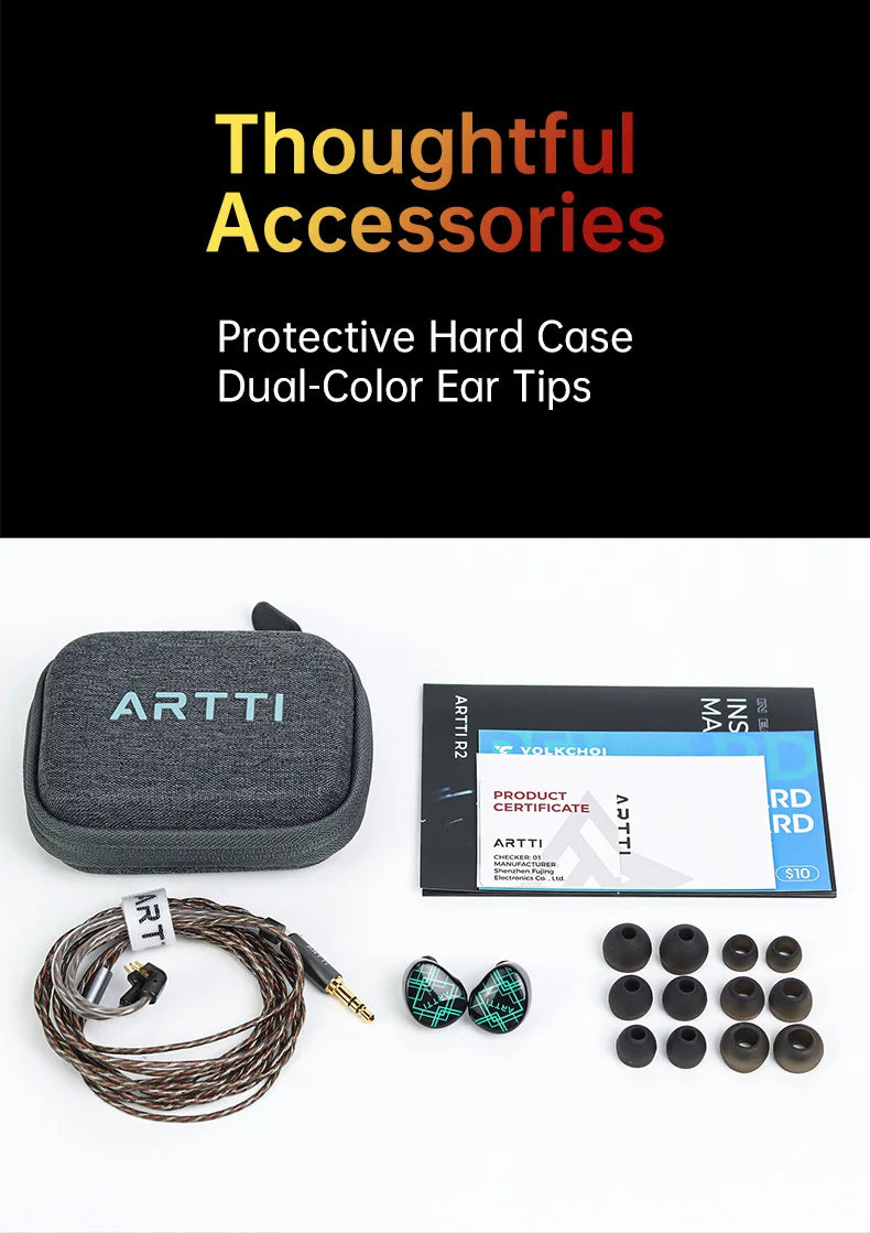 ARTTI T10 Planar Driver In-Ear HiFi Earphones, Wired IEM Monitors with 14.2mm Planar Driver, Detachable 0.78mm 2-Pin Cable, 3.5mm/4.4mm Audiophile Earbuds