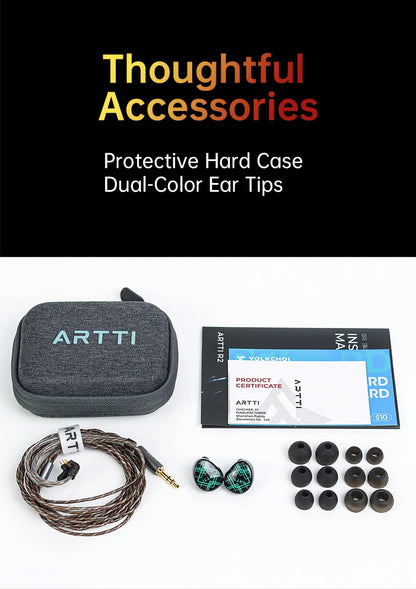 ARTTI T10 Planar Driver In-Ear HiFi Earphones, Wired IEM Monitors with 14.2mm Planar Driver, Detachable 0.78mm 2-Pin Cable, 3.5mm/4.4mm Audiophile Earbuds