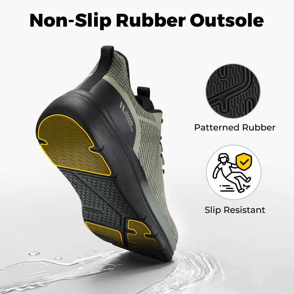 Fittington Men's Walking Shoes Extra Wide Sneakers Comfortable Lightweight Running Sports Shoes with Arch Support for Flat Feet