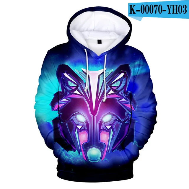 Hanorac cu glugă Cool Space Galaxy Wolf pentru bărbați, hanorace cu glugă, model „Bright Wolf”, hanorace la modă cu „Handsome Wolf”, hanorace de primăvară și toamnă, pulovere, hanorace