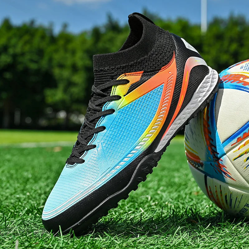 Chaussures de football multicolores pour hommes et femmes, chaussures de football à rinçage élevé, chaussures de sport de plein air, baskets athlétiques pour enfants, match d'entraînement, TF, FG
