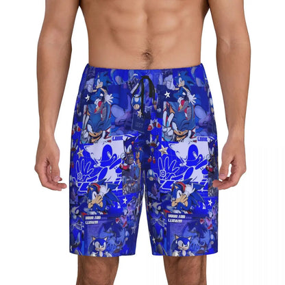 Pantalones cortos de pijama personalizados de Sonic the Hedgehog para hombre, para dormir y estar por casa