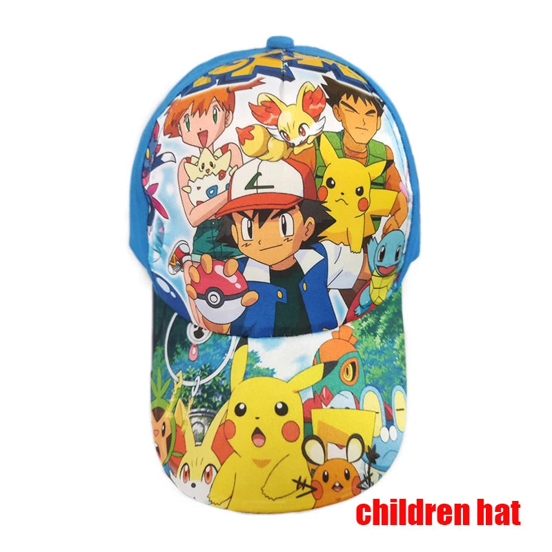 Anime Figure Pokemon Baseball Cap Pikachu Hat Adjustable Pokemon Cosplay Hip Hop Cartoon Adult Hats Boy Girl Kids Birthday Gifts