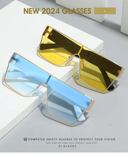WarBLade Retro Square Sunglasses Men Women 2025 Luxury Brand Designer One Piece Decoration Sun Glasses Men Travelling Eyewear