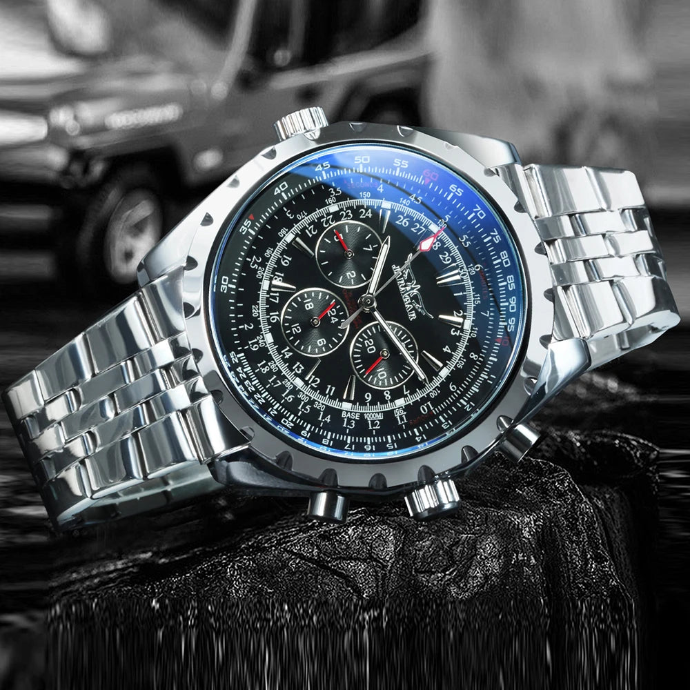 JARAGAR 212 Relógio mecânico automático para homem, estilo empresarial de luxo, com calendário semanal, relógio para homem, presente premium, Reloj Hombre