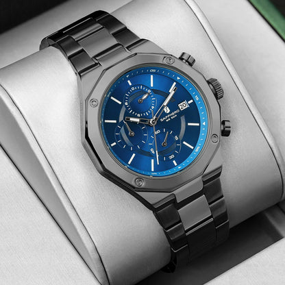 SAPPHERO Roségouden herenhorloge, modieus luxe horloge, roestvrijstalen horloge, waterdicht tot 50 m, herenhorloge, nieuwjaarscadeaus