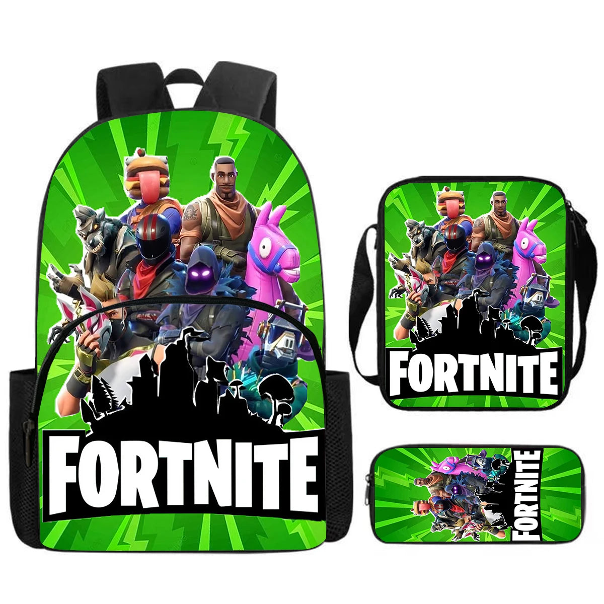 Fortnite 3Pcs Bag Set, Backpack with Front Pocket, Crossbody Bag and Pencil Case,  Boys girls The best gift for children