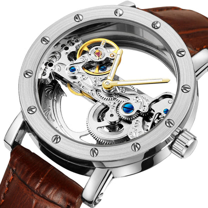 2026 Top Brand Luxury Steel Skeleton Tourbillon Automatic Watch Men's Leather Mechanical Waterproof Luminous Elegant Wrist Clock