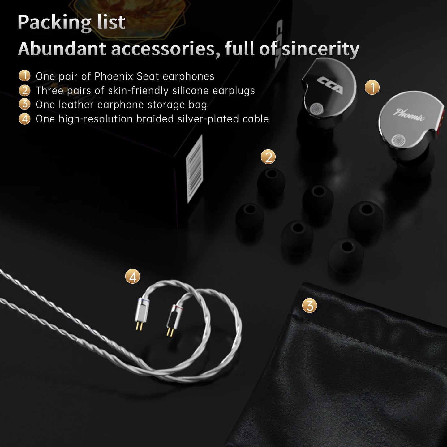 CCA Phoenix HiFi Earphones Dynamic Drive LCP Diaphragm Earphones Noise Cancelling Replaceable 2PIN Cable Gaming Wired Earphone