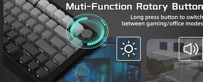 ATTACK SHARK X85 Tri-mode Gasket 75% Mechanical Keyboard with CNC Knob, 5-Layer Padding, Hot Swappable, RGB Backlight, NKRO