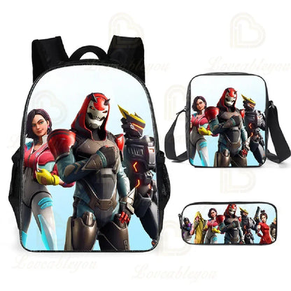 F-FORTNITE Battle Games Backpack for Children School Bag Boys Girls Primary Crossbody Pencil Case Kids Toddler Backpack