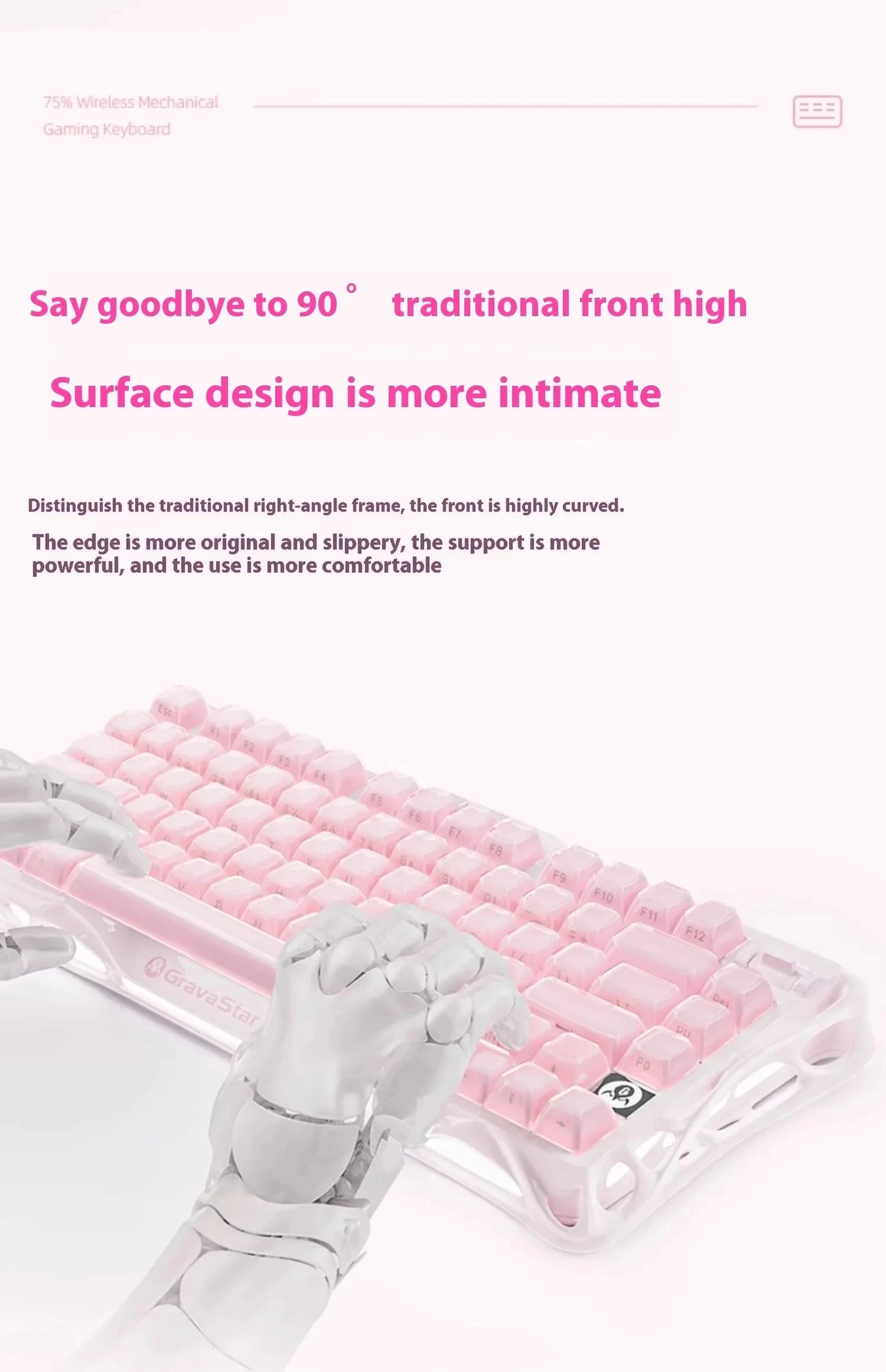 GravaStar Mercury K1 RGB Mechanical Keyboard Hot Swappable Gaming Keyboard Linear Switches RGB Wireless Gaming Keyboard