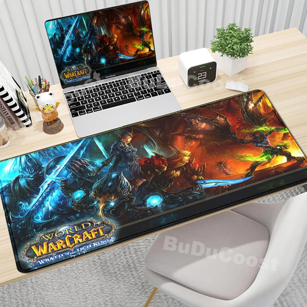 Anime World of Warcraft Podkładka na biurko Podkładka pod mysz do gier Akcesoria komputerowe XXL Podkładka z zapięciem na krawędzi Klawiatura Dywanik pod mysz dla graczy Podkładki biurowe