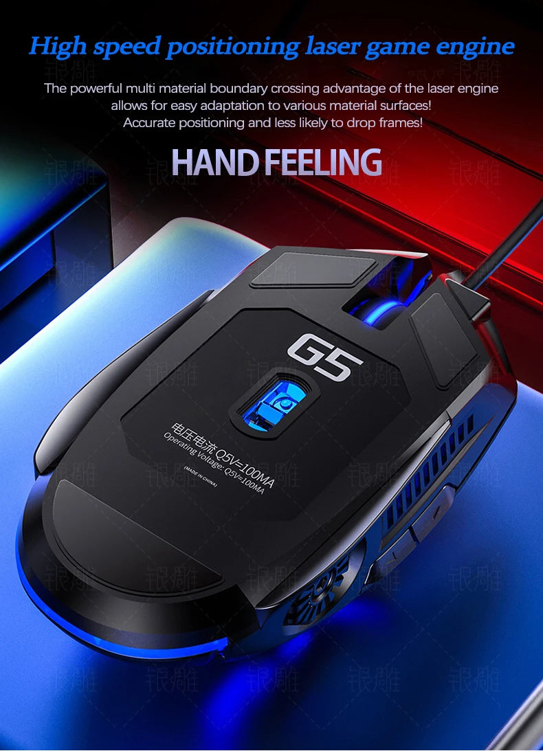 UTHAI G5 Six key 3200DPI wired illuminated gaming mouse, e-sports mechanical mute computer accessories