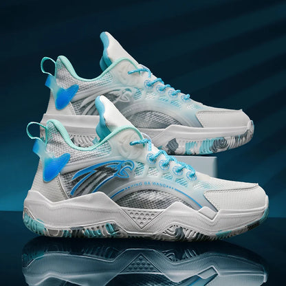 Chaussures de basket-ball unisexes, chaussures d'entraînement de compétition en plein air en maille tendance, bottes de basket-ball plates antidérapantes à rebond pour hommes