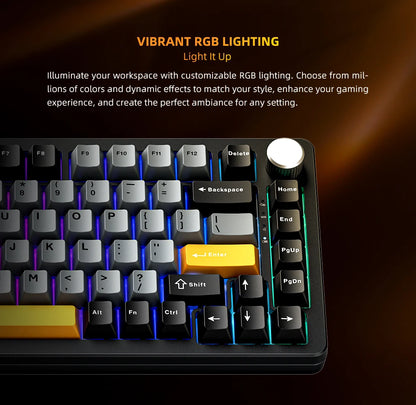 Machenike K600-B82W Mechanical Keyboard Tri-Modes Gasket Mounted 75% ANSI Layout RGB Backlit Wireless Gaming Keyboard