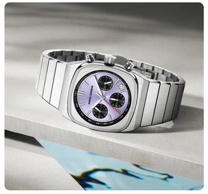 DG9008 Men's Watch, Original Fashion Brand Quartz Waterproof Luminous Watch with Three Small Dials and Moon Phase