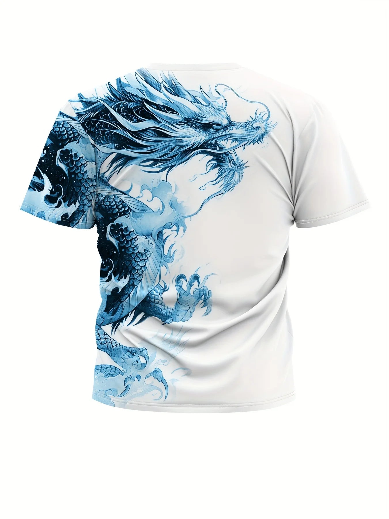 Men's Dragon Print T-shirt Casual Breathable Fabric Graphic Tee Street Style Outdoor Fashion Short Sleeve Shirt Mens T-shirts