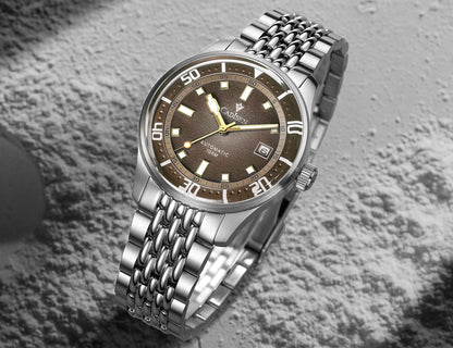 CADISEN Automatic Mechanical Watch Men's Silver Business Casual Waterproof Watch Japan MIYOTA 8215 Movement Domed Glass Men's Watch