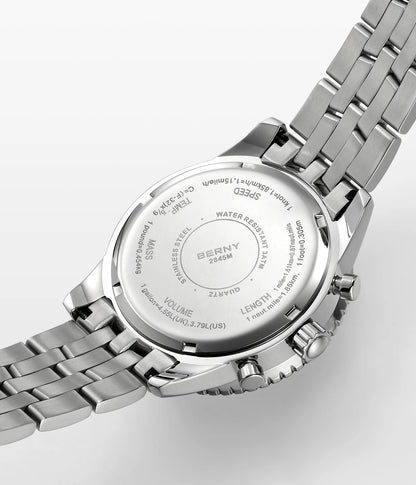 Pánské hodinky BERNY Aviation – křemenný chronograf s datem, safírovým sklem a ultraluminiscenční vrstvou – elegantní hodinky luxusní značky