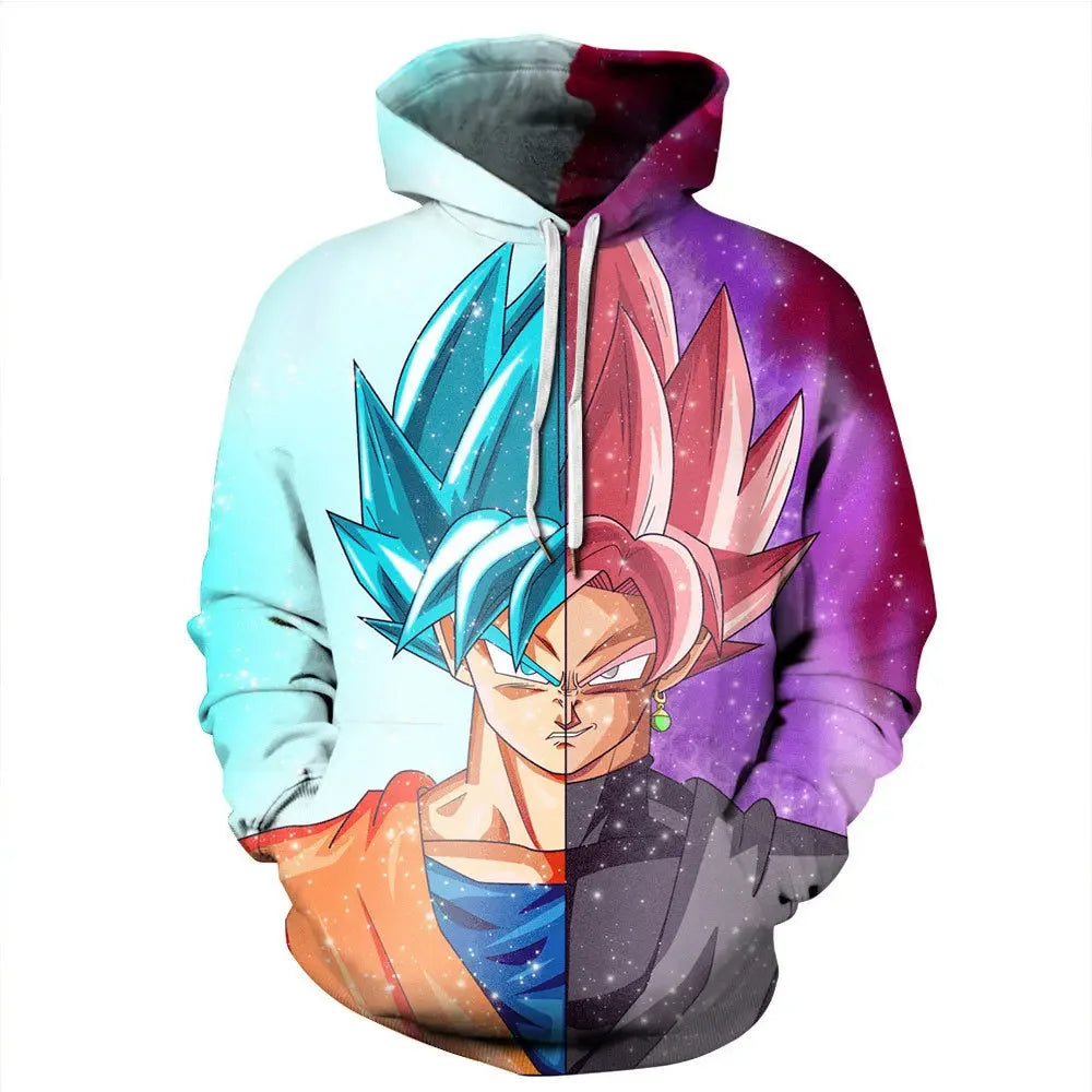 Sudadera con capucha de Dragon Ball para niños y niñas, nuevo estilo de otoño e invierno: sudadera creativa, holgada y versátil con capucha