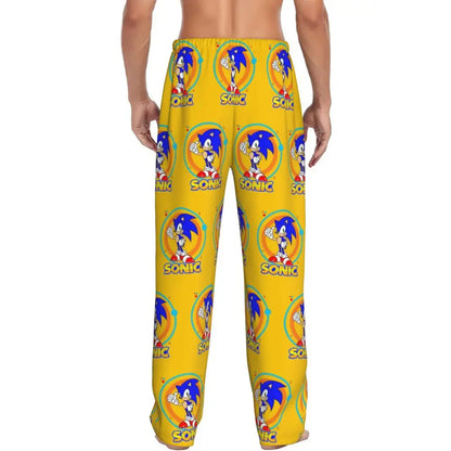 Pantalones de pijama personalizados para hombre con estampado «Soniced», con motivo de erizo, ropa de dormir, pantalones de estar por casa con bolsillos