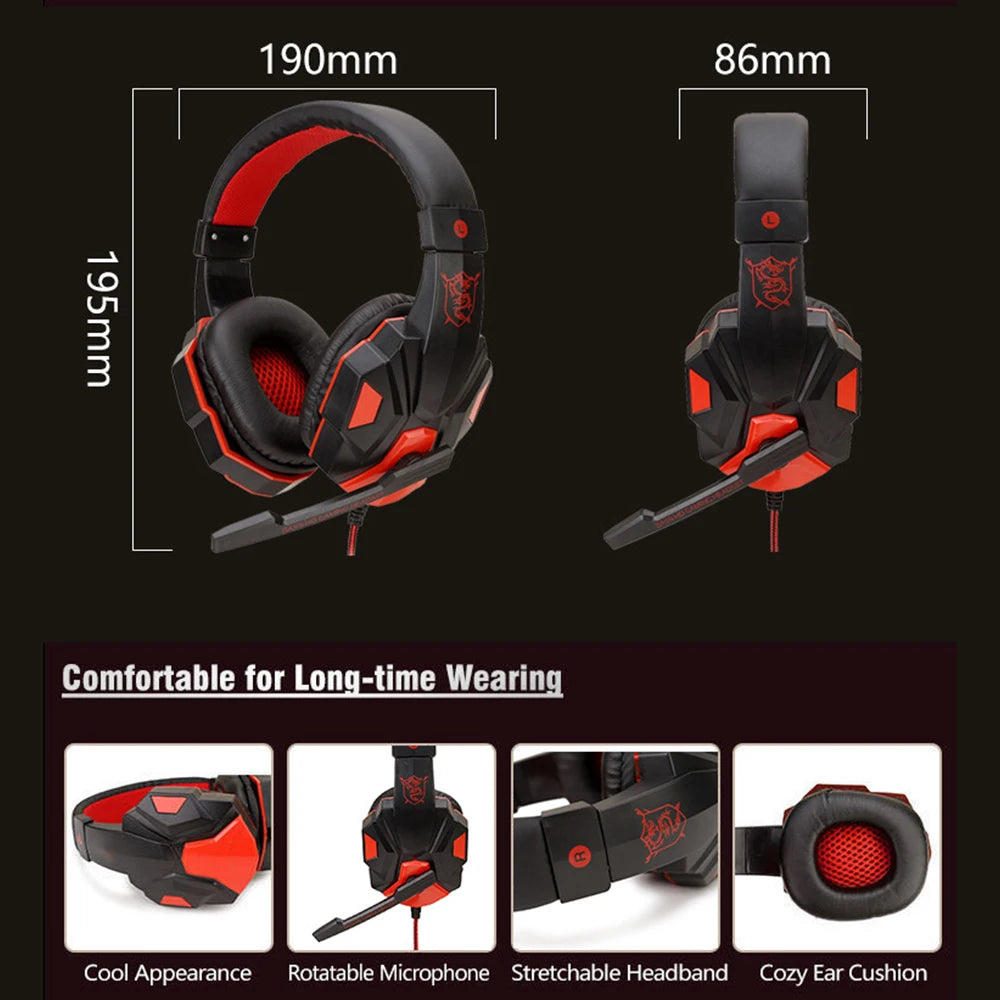 3.5mm Wired Headset Gaming Headset 120° Adjustable Gamer Headset With Noise Cancelling Microphone For PS4/PS5/Xbox/Smartphone/PC