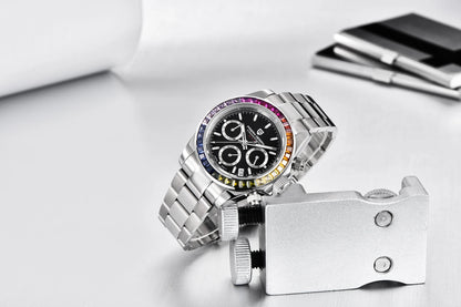 Chronografklocka för män från PAGANI DESIGN – Lyxig armbandsur med kvartsverk, självlysande och vattentät.