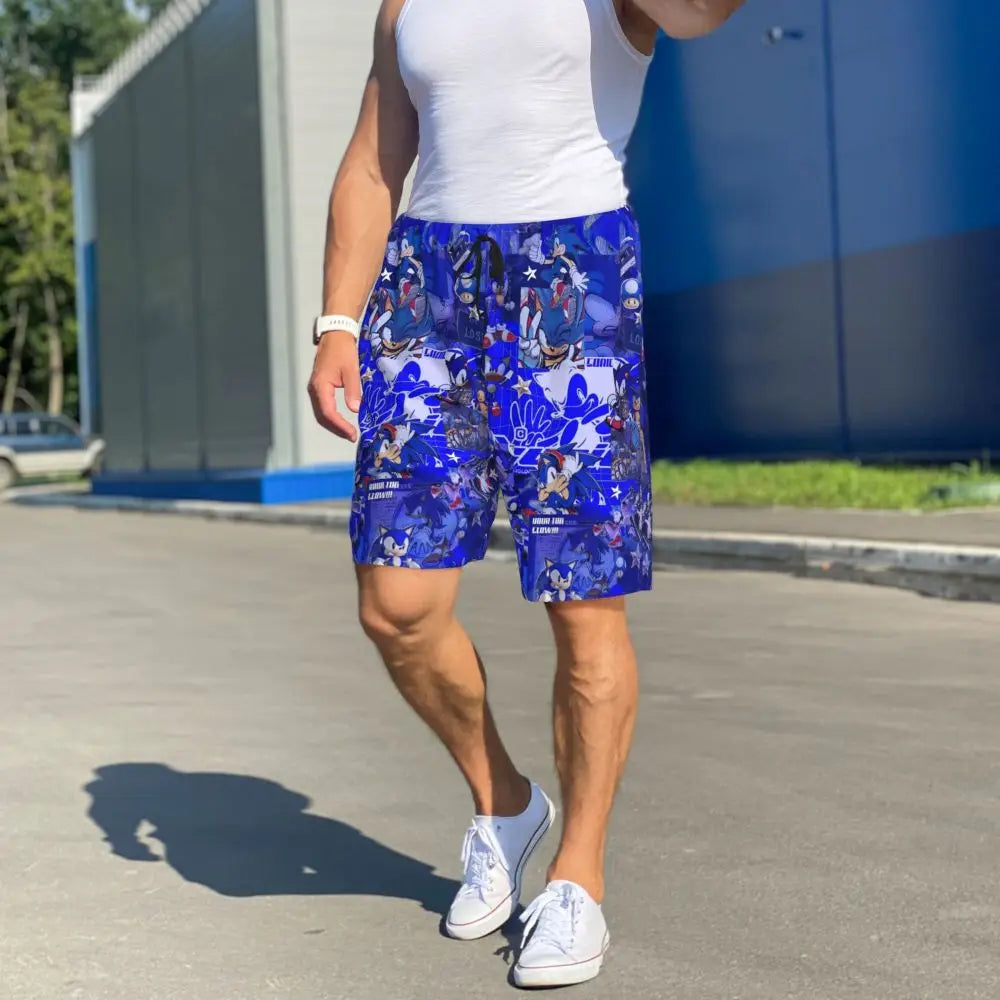 Pantalones cortos de pijama personalizados de Sonic the Hedgehog para hombre, para dormir y estar por casa