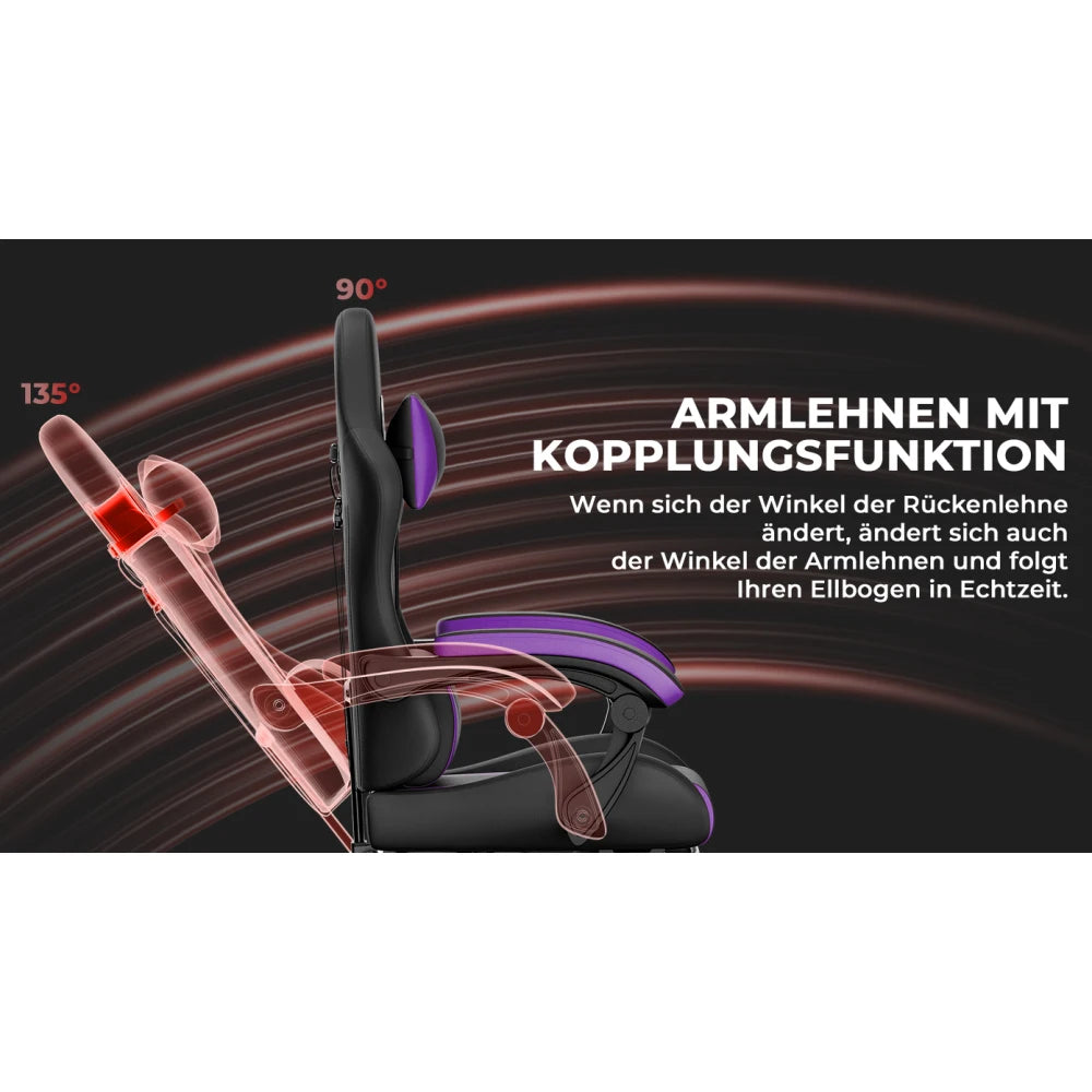 Gaming Chair Ergonomic Gaming Chair with Waist Cushion and Headrest, Office Chair Height Adjustable, Chair for Adult Girls Boy